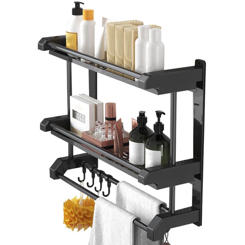 foto del prodotto portaoggetti da bagno a parete portasciugamani in acciaio inossidabile portasciugamani bagno cucina accessori sospesi doppio strato,