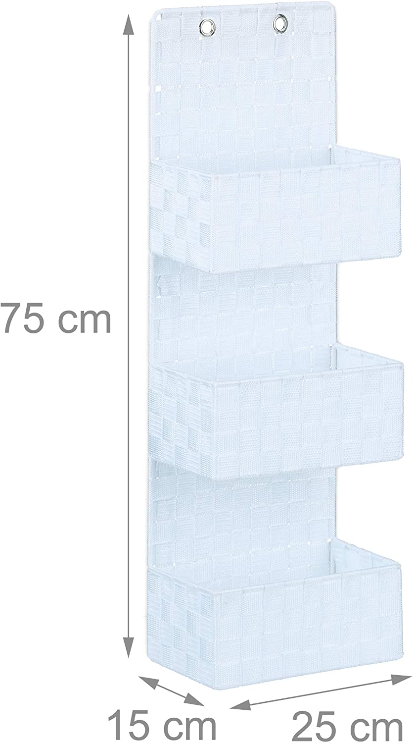 foto del prodotto portaoggetti da bagno in tessuto da appendere a parete portaoggetti da appendere 3 scomparti 75 cm bianco 13 0001736 2