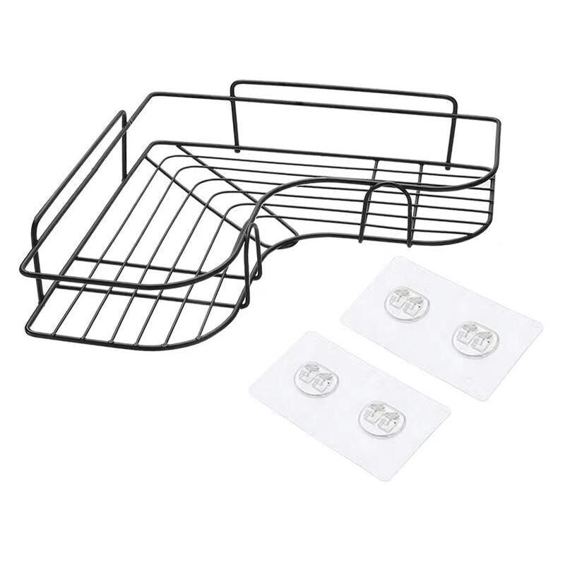 foto del prodotto portaoggetti da doccia ad angolo senza foratura, mensola da bagno, portasapone da doccia in acciaio inossidabile, accessori da bagno con adesivi,