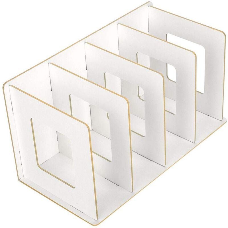 foto del prodotto portaoggetti da scrivania in legno a 4 sezioni portaoggetti per libri, cd e dvd bianco caldo 