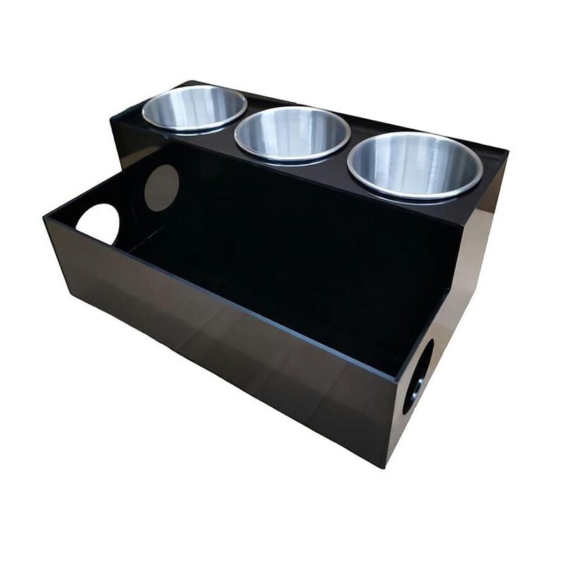 foto del prodotto portaoggetti per capelli, porta asciugacapelli, porta asciugacapelli da appoggio, mobiletto per mobiletto da bagno con 3 scomparti, nero sollbry