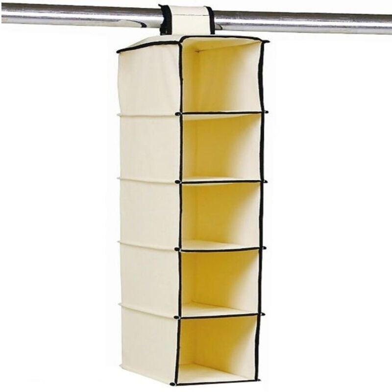 foto del prodotto portaoggetti pieghevole 5 scomparti armadio portatile appendibile indumenti - - trade shop traesio