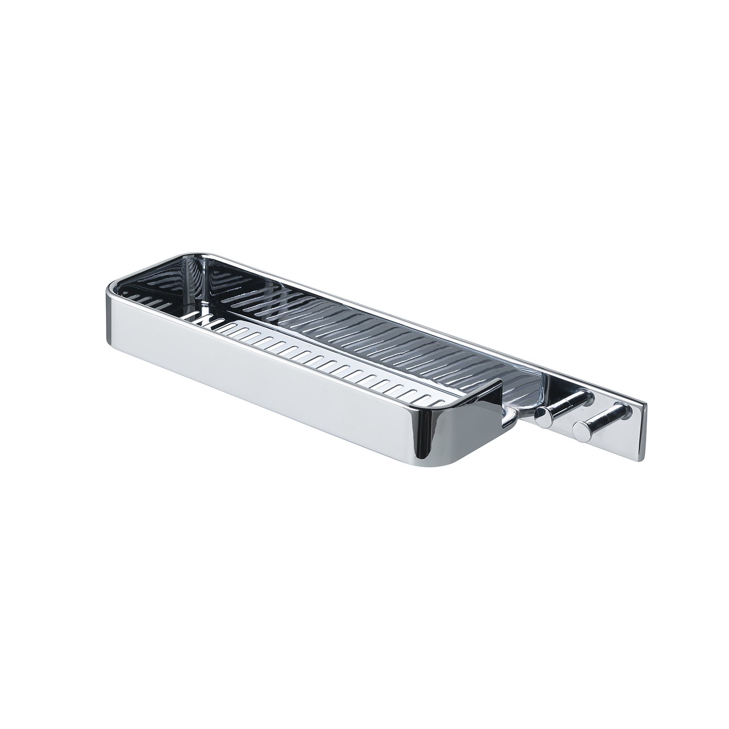foto del prodotto portaoggetti rettangolare per doccia con appendini da muro in ottone, acciaio inox aisi 304 e cromall a918 gedy serie il