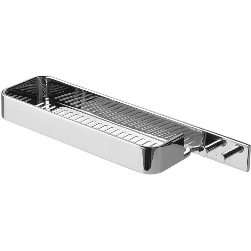 foto del prodotto portaoggetti rettangolare per doccia con appendini da muro in ottone, acciaio inox aisi 304 e cromall a918 gedy serie il giglio cromato