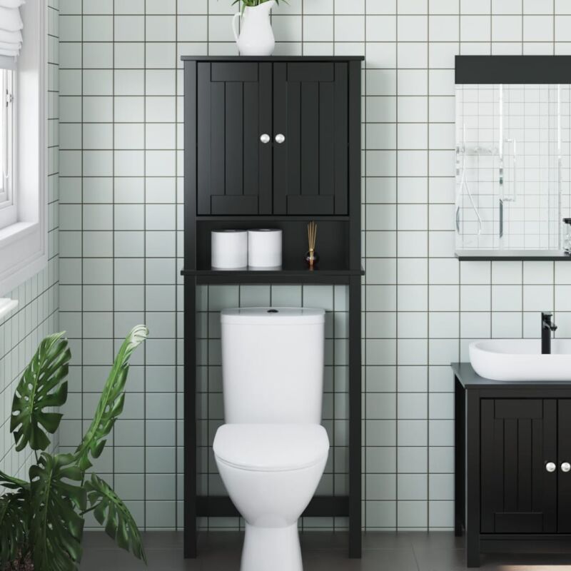 foto del prodotto portaoggetti sopra wc berg nero 60x27x164,5 cm legno massello vidaxl