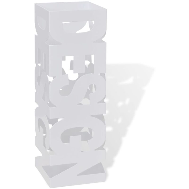 foto del prodotto portaombrelli bastoni passeggio quadrato acciaio 48,5 cm bianco - vidaxl