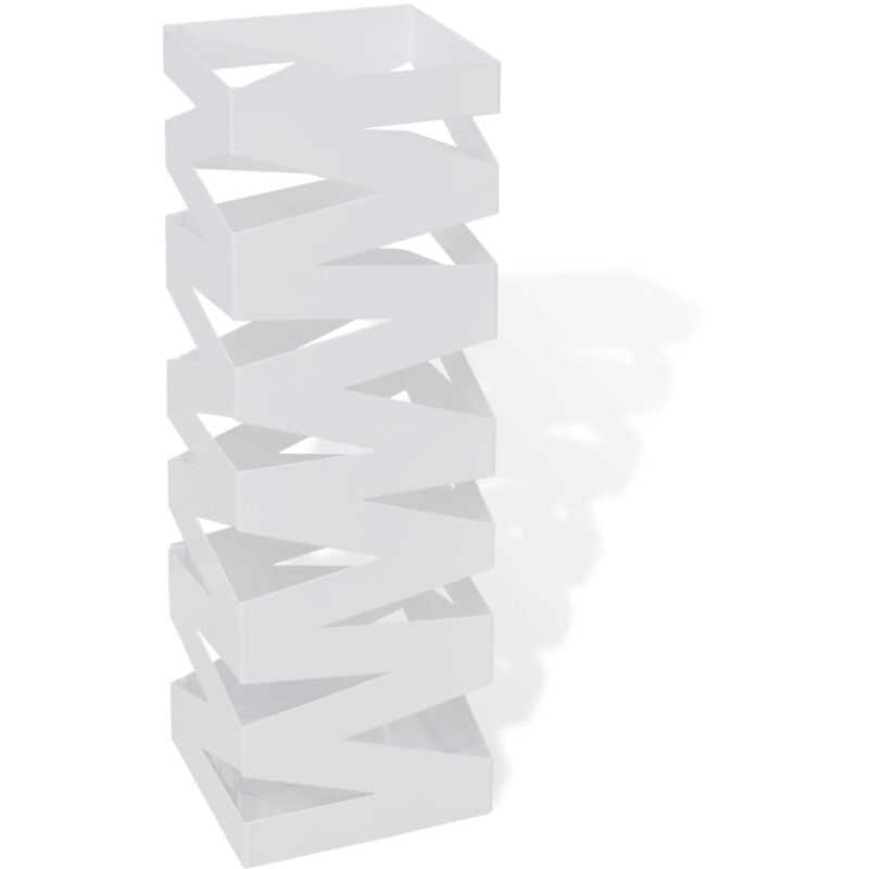 foto del prodotto portaombrelli bastoni passeggio quadrato acciaio 48,5 cm bianco vidaxl
