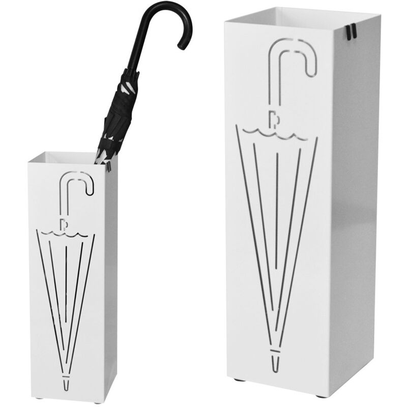 foto del prodotto portaombrelli ferro design quadrato stand bianco vaschetta salvagoccia