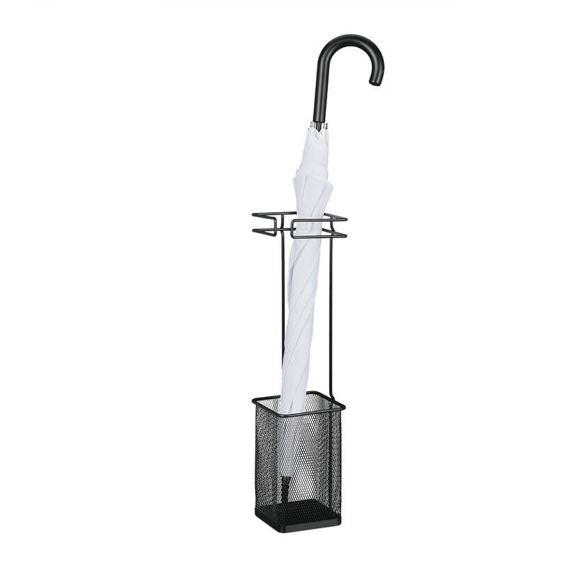 foto del prodotto portaombrelli in acciaio, contenitore per bastoni e ombrelli, 52,5x13,5x13,5 cm, design moderno, nero relaxdays