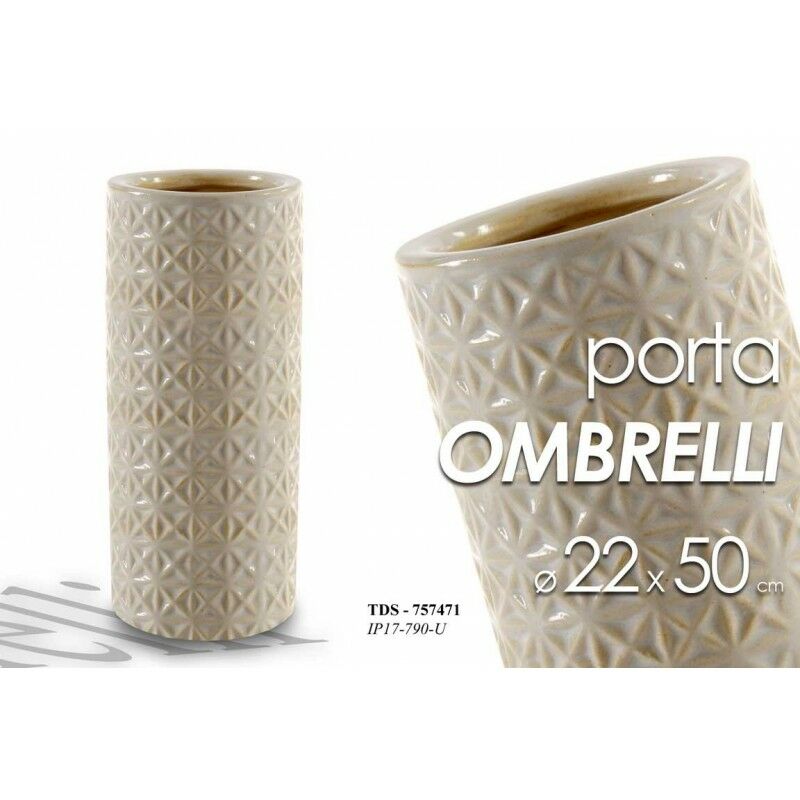 foto del prodotto portaombrelli in ceramica beige design cm 22 x 50 h