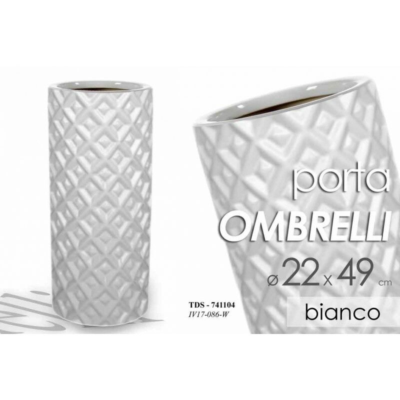 foto del prodotto portaombrelli in ceramica bianco design cm 22 x 49 h
