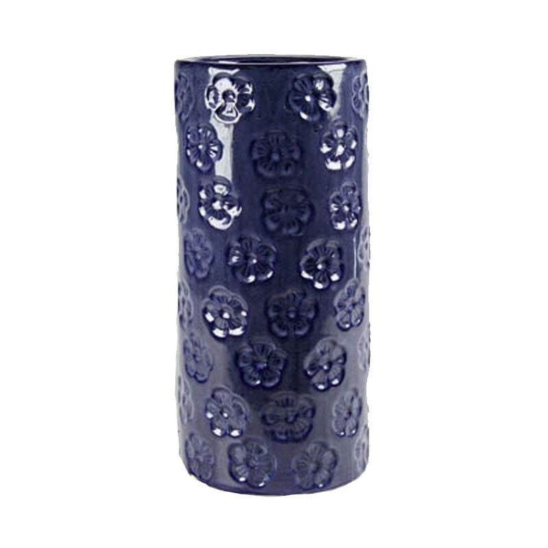 foto del prodotto portaombrelli in ceramica blu fiori design cm 50 h