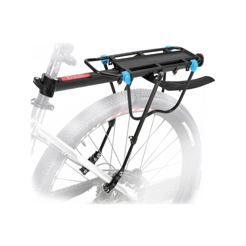 foto del prodotto portapacchi posteriore per bicicletta con capacit di 50 kg, portapacchi regolabile per mtb, reggisella con riflettore ad ala per carichi da ciclismo