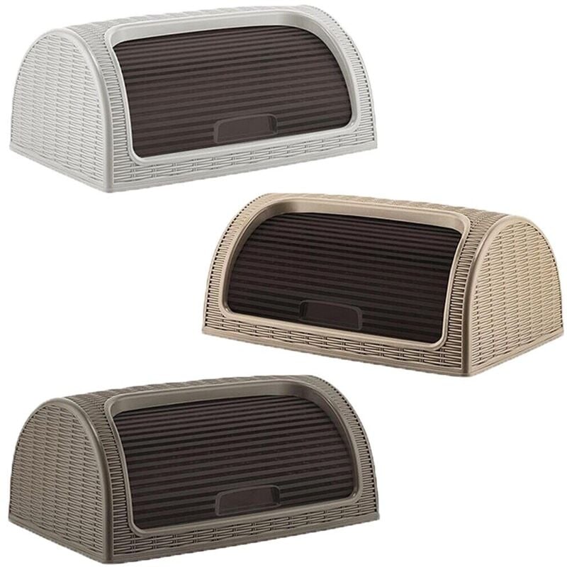 foto del prodotto portapane in plastica contenitore rattan con apertura a scomparsa per cucina cas colorigenerali beige