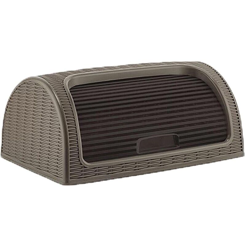 foto del prodotto portapane in plastica contenitore rattan con apertura a scomparsa per cucina cas colorigenerali tortora