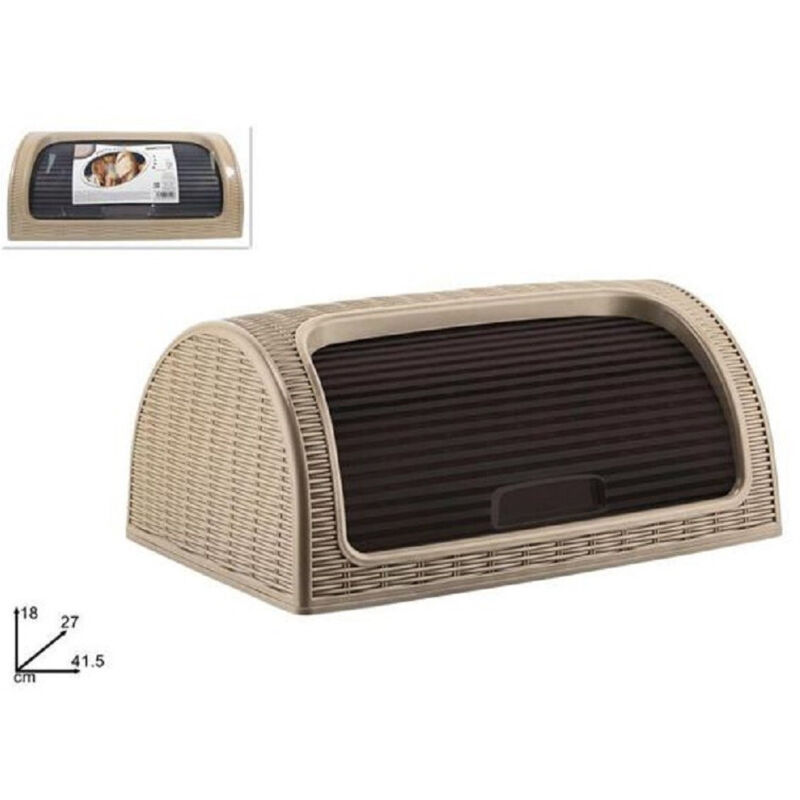 foto del prodotto portapane pane crock serrandina grande rotolo contenitore effetto rattan cappuccino trade shop traesio
