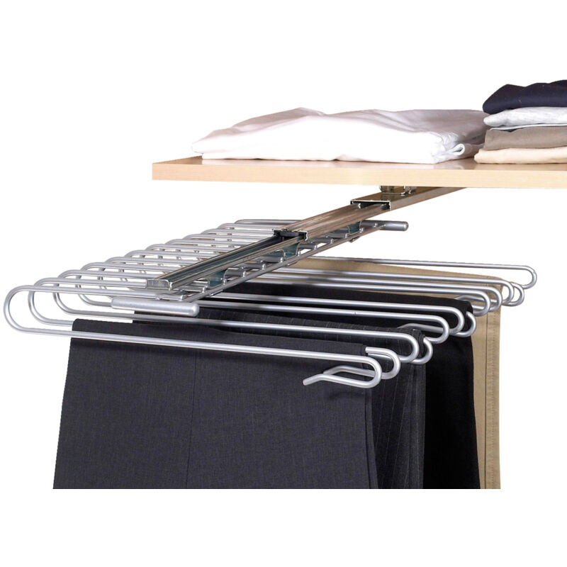 foto del prodotto portapantaloni scorrevole, portapantaloni per armadio, per 12 pantaloni, in metallo, 33x10x47cm, cromato wenko