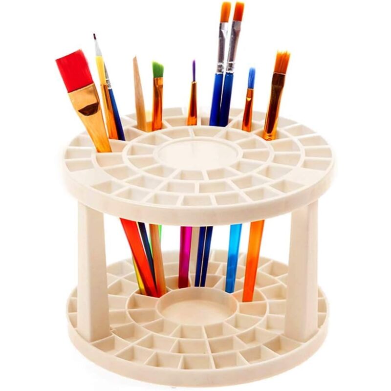 foto del prodotto portapenne e portapennelli in plastica da 49 scomparti, organizer multi scomparto organizer da scrivania per pennarelli, pennelli e matite colorate