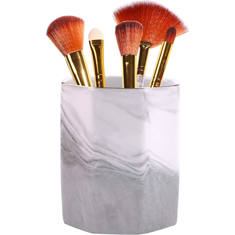 foto del prodotto portapenne in ceramica e marmo da 3 pollici, portapennelli per il trucco, organizer da scrivania, arredamento nordico per la casa