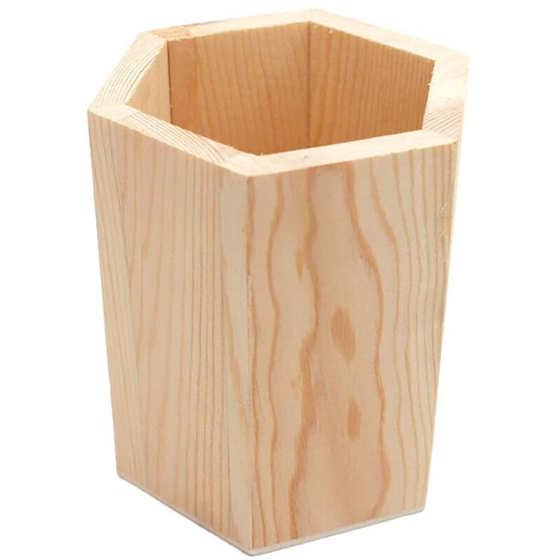 foto del prodotto portapenne legno esagonale 64888 organizer h11.5cm penne contenitore trade shop traesio