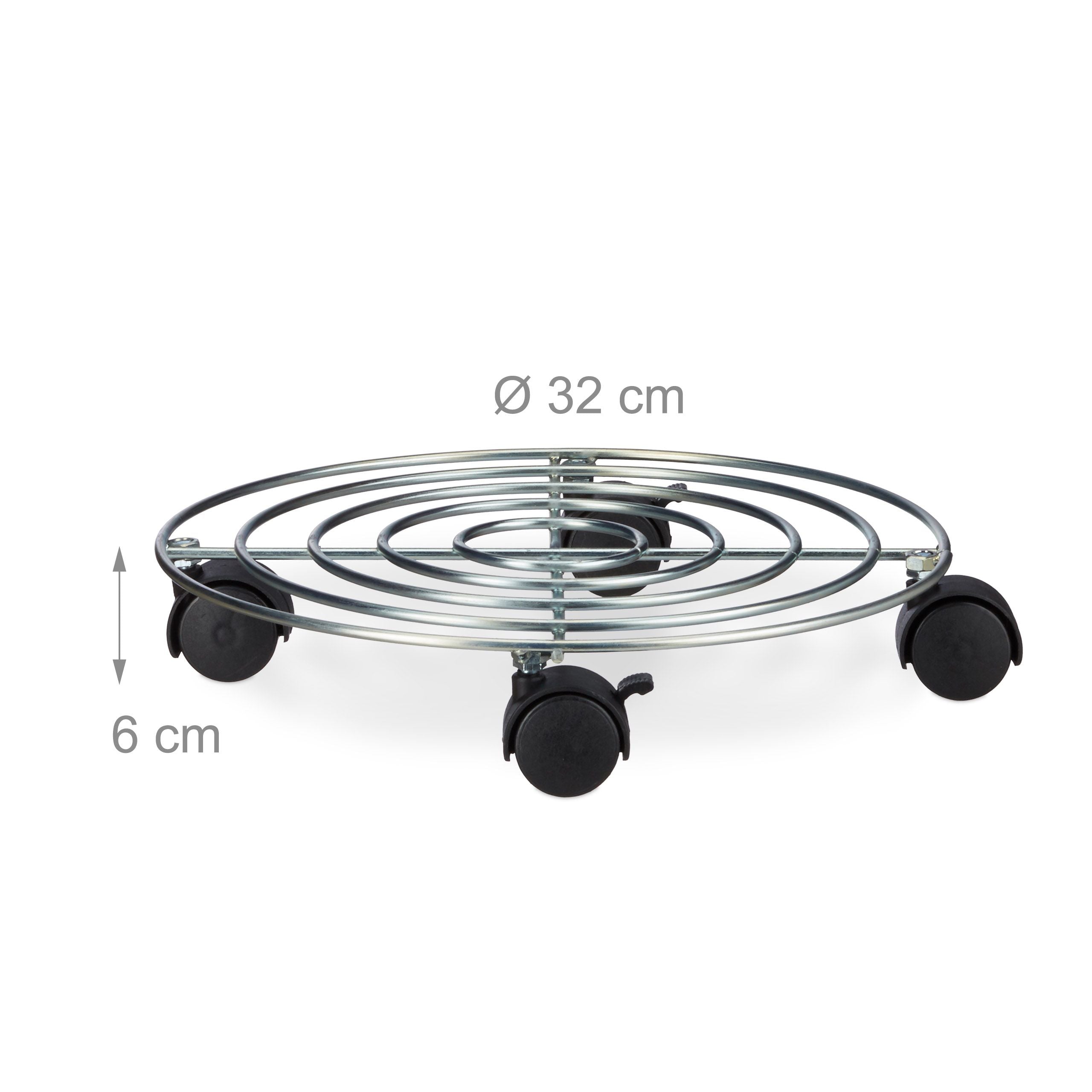 foto del prodotto portapiante su ruote con freno portavaso rotondo in metallo 32 cm 13 0002153