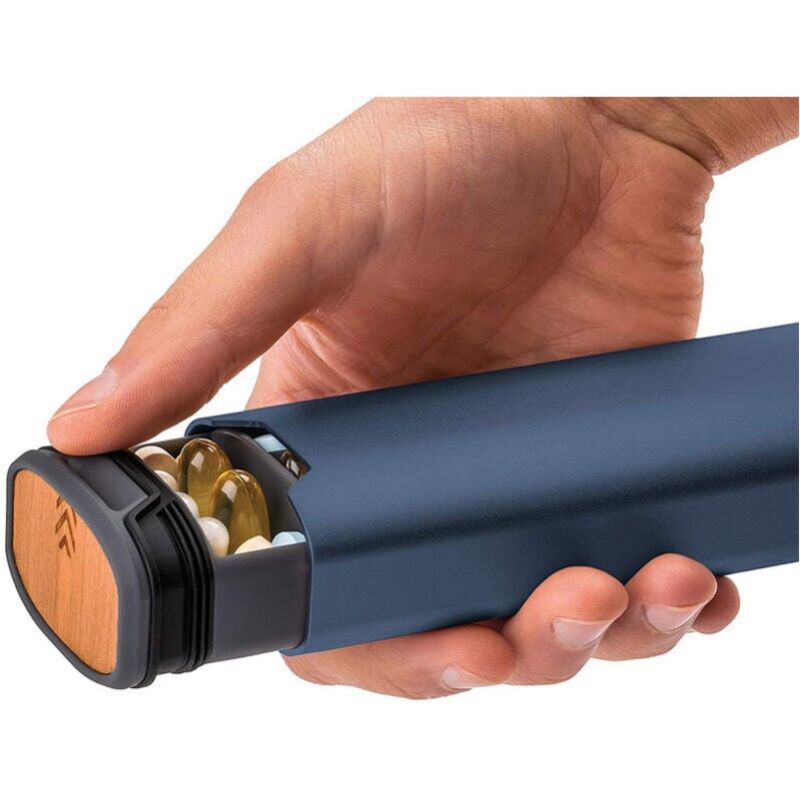 foto del prodotto portapillole blu scuro da 7 giorni portapillole da viaggio settimanale bellissimo portapillole per vitamine, farmaci, pillole e integratori