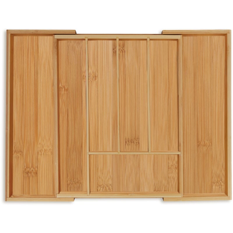 foto del prodotto portaposate cassetto, regolabile, 5 7 scomparti, hlp 5x28,5x36 cm, organizer cucina in bamb , marrone naturale relaxdays