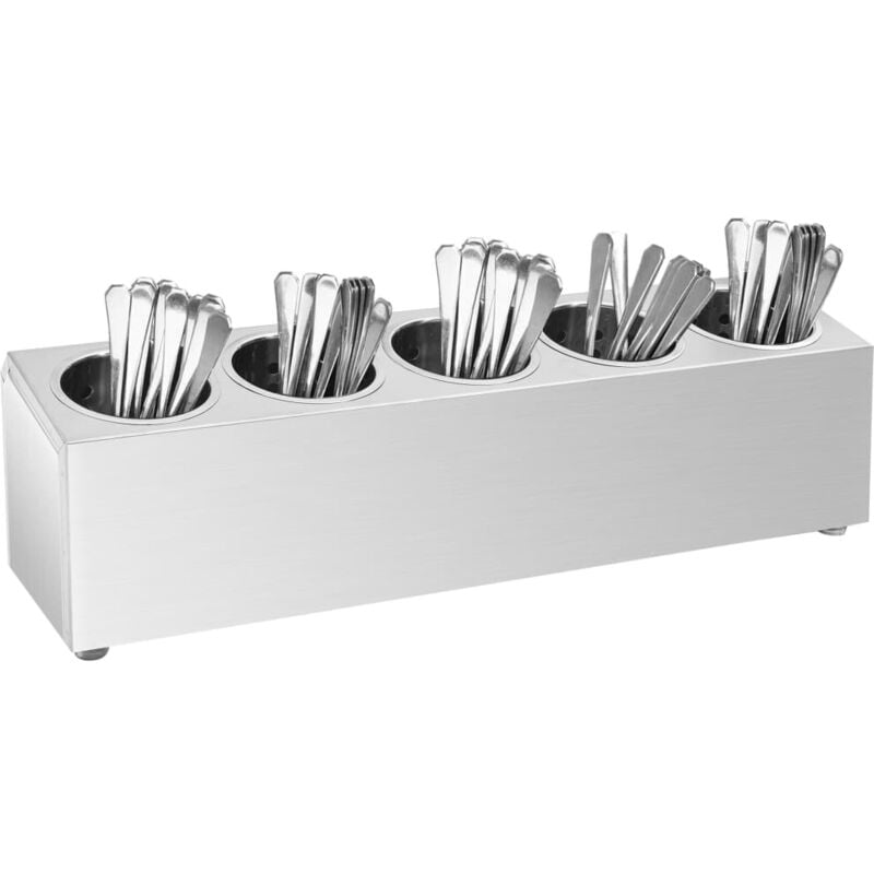 foto del prodotto portaposate con 5 inserti rettangolare in acciaio inox vidaxl 231574