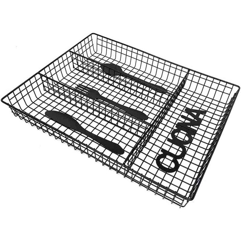 foto del prodotto portaposate da cassetto 4 scomparti in metallo organizer cassetti da cucina vassoio porta posate forato