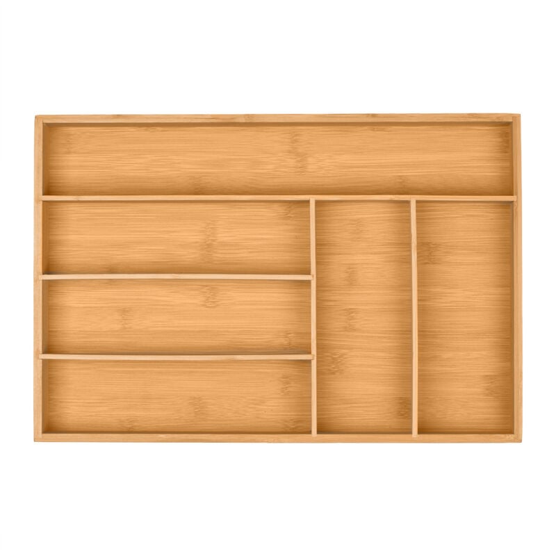 foto del prodotto portaposate da cassetto, 6 scomparti, in bamb , hlp 5x44,5x30 cm, divisore per posate cucina, marrone naturale relaxdays