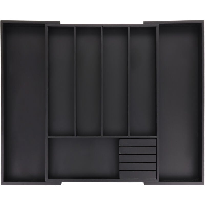 foto del prodotto portaposate da cassetto allungabile, 5 x 32,5 55 x 44,5 cm, 5 7 scomparti con inserto per coltelli bamb , nero relaxdays