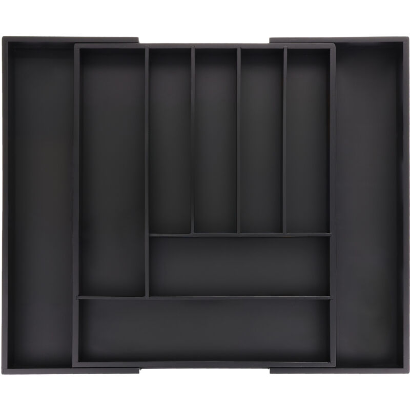 foto del prodotto portaposate da cassetto allungabile, 5 x 33,5 49,5 x 44,5 cm, 7 9 scomparti, organizer per posate, bamb , nero relaxdays