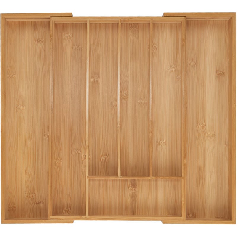 foto del prodotto portaposate da cassetto allungabile, divisorio a 5 7 scomparti per posate, 5 x 31 50 x 45 cm, bamb , naturale relaxdays