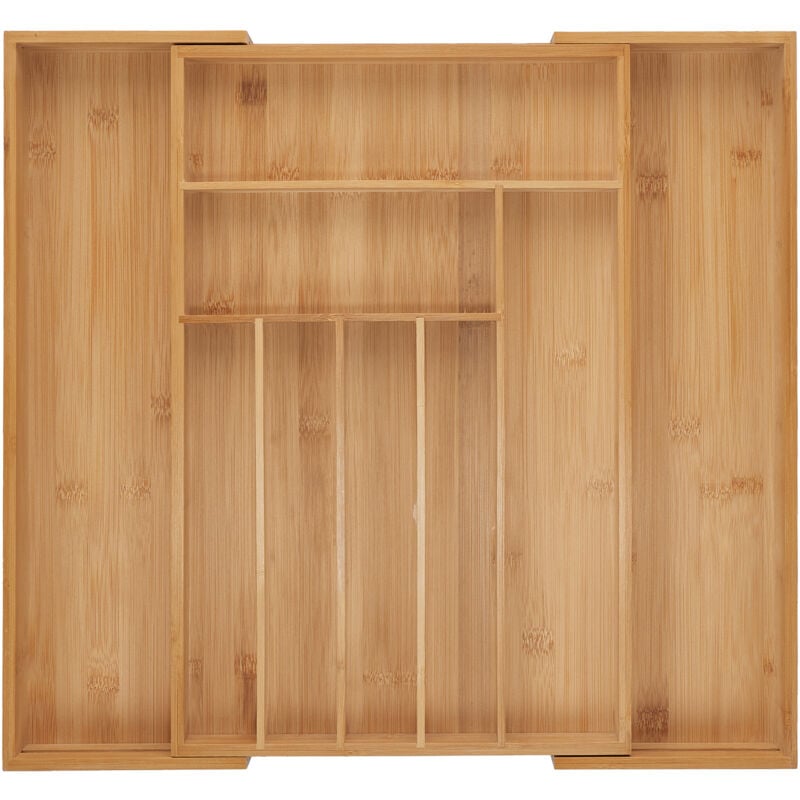 foto del prodotto portaposate da cassetto allungabile, divisorio a 7 9 scomparti per posate, 5 x 30,5 5 x 47 cm, bamb , naturale relaxdays