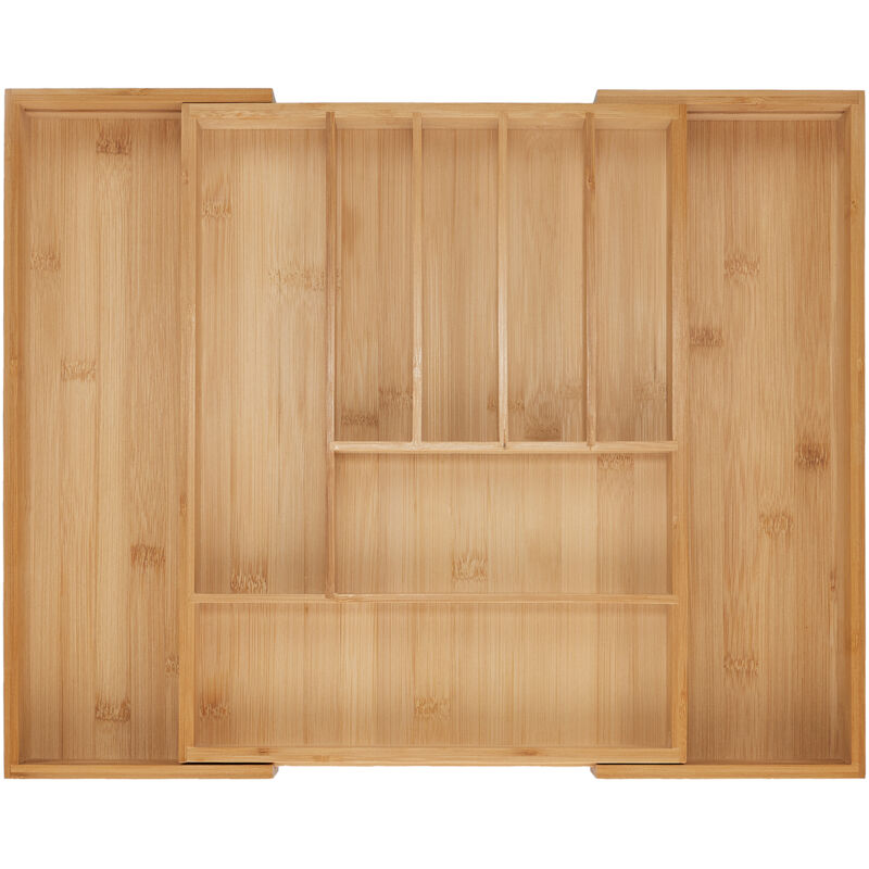 foto del prodotto portaposate da cassetto allungabile, divisorio a 7 9 scomparti per posate, 5x29,5 47,5x38 cm, bamb , naturale relaxdays