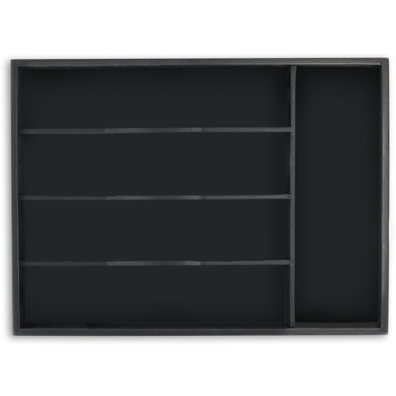 foto del prodotto portaposate da cassetto cucina, 5 scomparti per posate, hlp 4,5x34x25 cm, divisorio portaoggetti, bamb , nero relaxdays