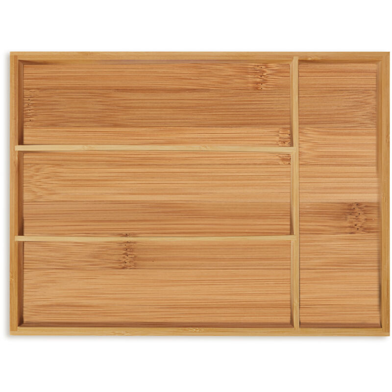 foto del prodotto portaposate da cassetto in bamb , 4 scomparti, divisore posate e utensili cucina, 5 x 26 x 35,5 cm, naturale relaxdays