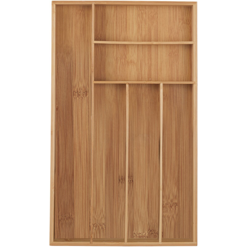 foto del prodotto portaposate da cassetto in bamb , 6 scomparti, divisore posate e utensili da cucina, 5 x 27,5 x 46cm, naturale relaxdays