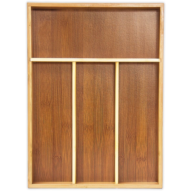 foto del prodotto portaposate da cassetto in bamb , da cucina, hlp 4 x 25 x 34 cm, 4 scomparti per posate, colore naturale relaxdays