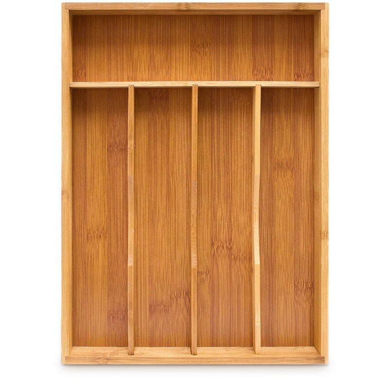 foto del prodotto portaposate da cassetto, in bamb , organizer per la cucina, 5 scomparti divisori, 4,5 x 25,5 x 34 cm, naturale relaxdays