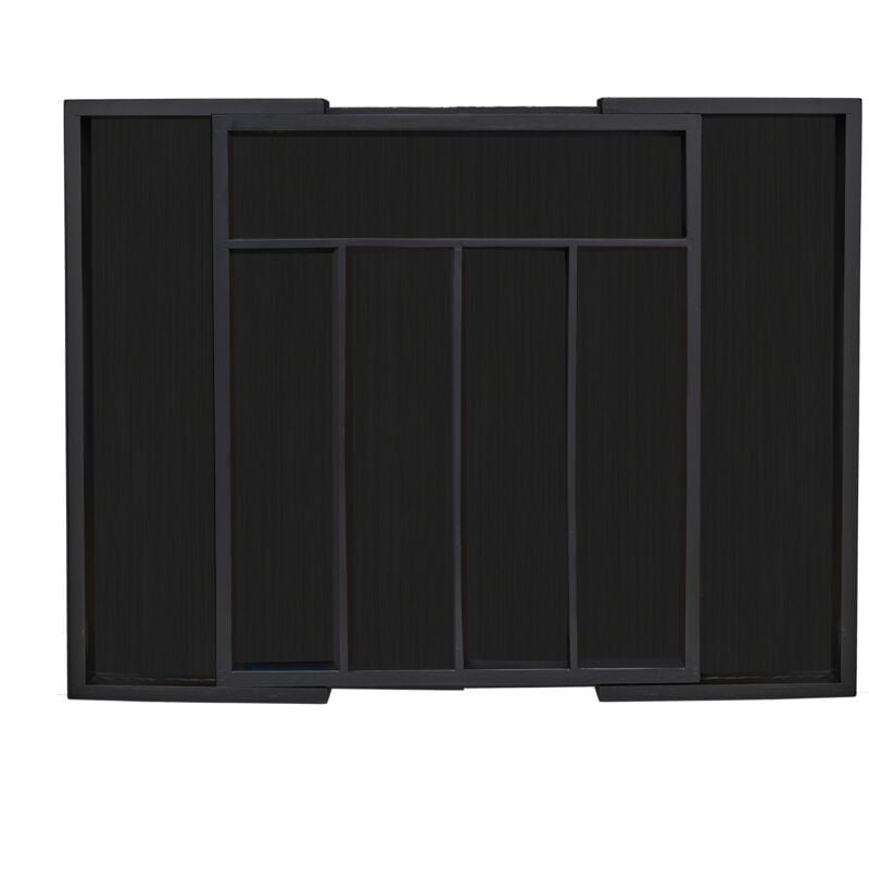foto del prodotto portaposate da cassetto in bamb , regolabile, 7 scomparti, utensili da cucina, 5,5 x 31,5 48,5 x 37 cm, nero relaxdays
