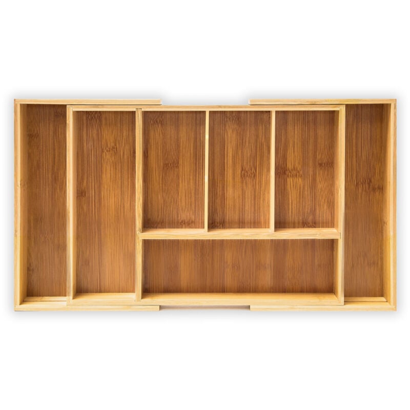 foto del prodotto portaposate da cassetto xl, hlp 5 x 48,5 x 28 cm, in bamb , organizer porta posate da cucina, colore naturale relaxdays