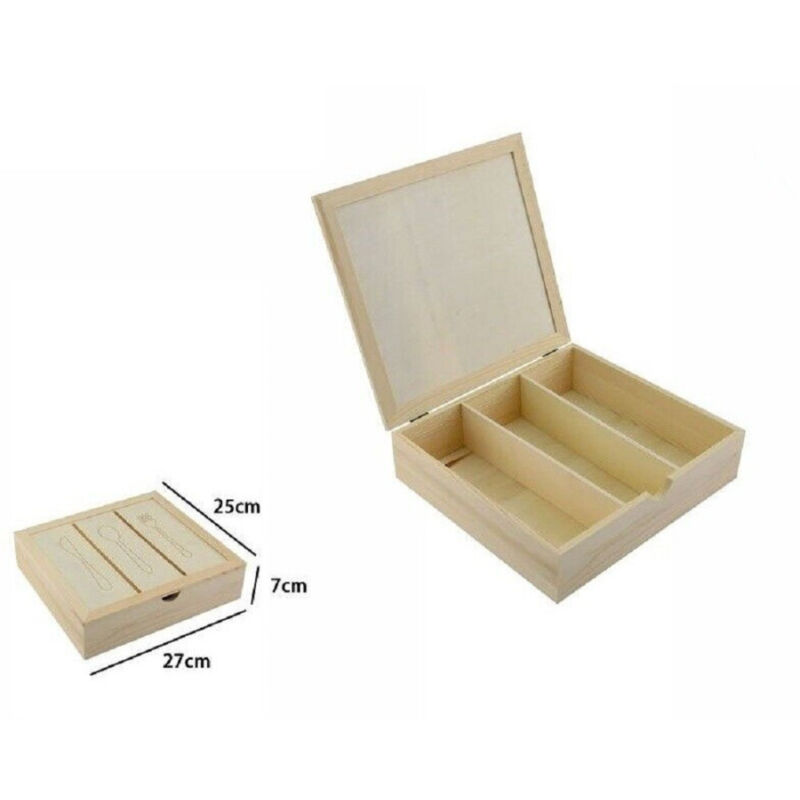 foto del prodotto portaposate porta posate contenitore 3 posti in legno stoviglie 27x25x7cm 74023a trade shop traesio