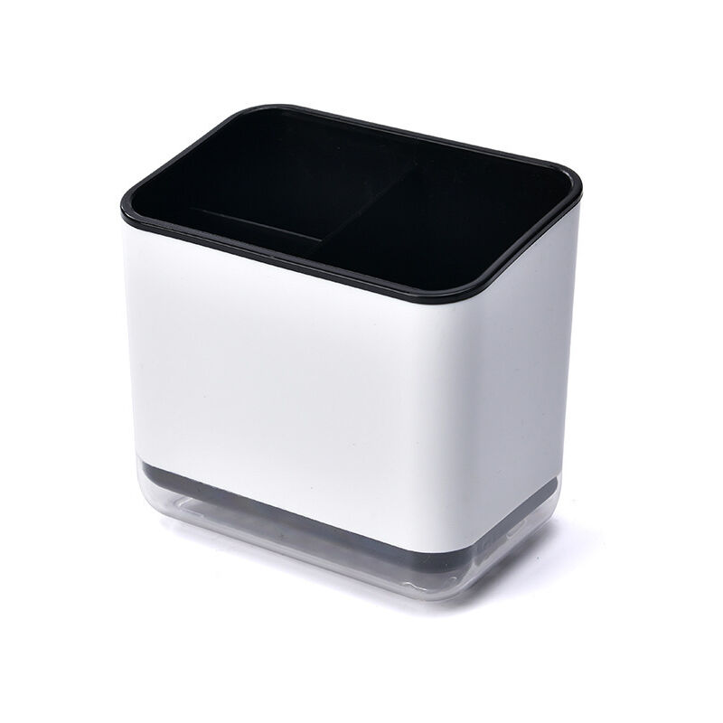 foto del prodotto portaposate, scolaposate con coperchio, contenitore multifunzione per posate con 3 scomparti di scarico, contenitore per bacchette nero 