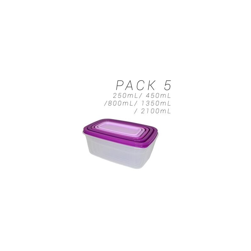 foto del prodotto portapranzo rettangolari in plastica multicolore 5p viola 20168 mor