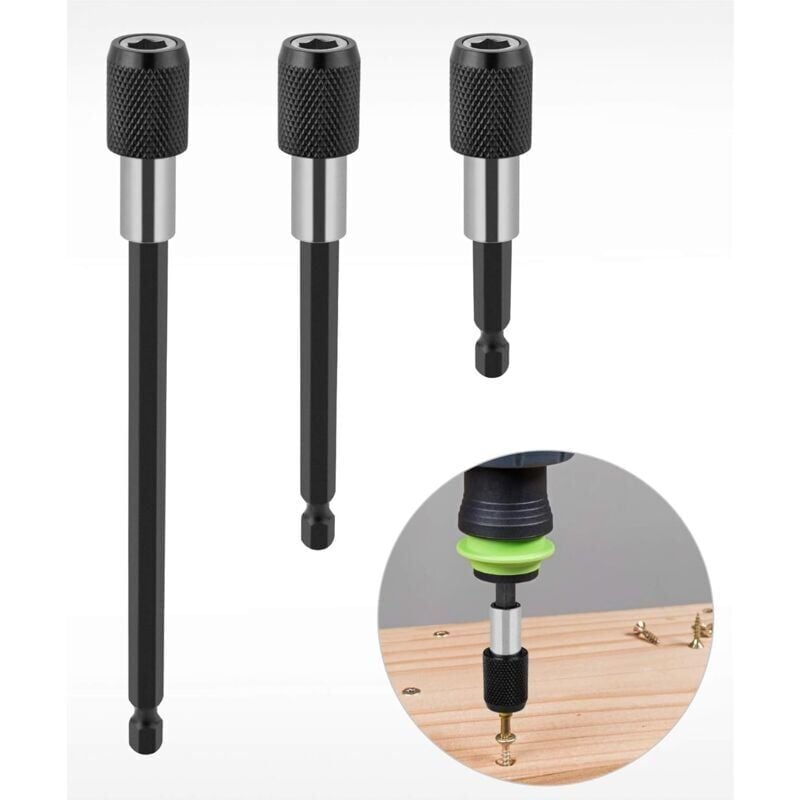 foto del prodotto portapunte a cambio rapido da 3 pezzi, prolunga magnetica per trapano, 1 4, portachiavi, adattatore per testa di trapano, set di aste esagonali per