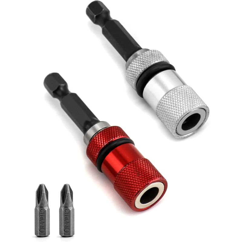 foto del prodotto portapunte magnetico da 2 pezzi con arresto di profondit , attacco esagonale da 1 4, include 2 punte per cacciavite ph2 placo