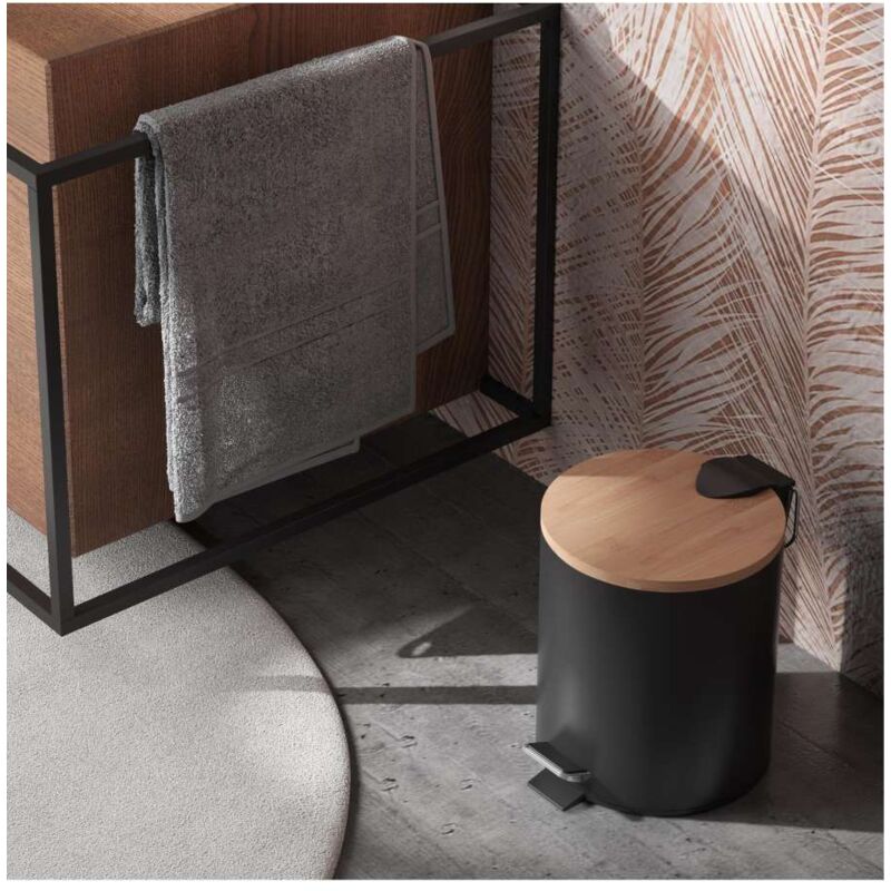 foto del prodotto portarifiuti con pedale 3l bambu nero
