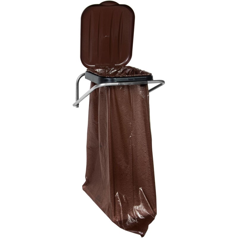 foto del prodotto portarifiuti da parete per raccolta differenziata, marrone - sacchi da 120l