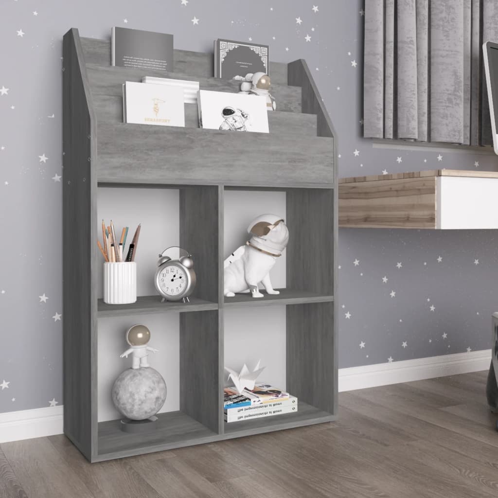 foto del prodotto portariviste per bambini grigio cemento 71x30x114 cm truciolato cod mxl 65409